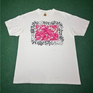 Yo Wear Flamingo Patch Graphic Print Vintage 90s Large T Shirt